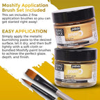 Pebeo Gilding Wax 30ml – Antique Gold Gilding Wax for Crafting, Antiquing Wax for Crafts and Professional Finishing – Gilding Wax for Wood, Metal, and More Bundled with Moshify Application Brushes