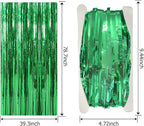 10 Pack Foil Curtain Backdrop Green Metallic Tinsel Foil Fringe Curtains Photo Booth Props for Birthday Wedding Engagement Baby Shower Bachelorette Christmas Holiday Celebration Party