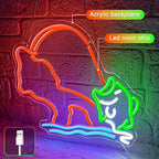 Fishing Neon Sign,Neon fish Sign,Neon Signs for Wall Decor,LED Light Up Man Cave Sign with Fish Rod Graphic,Cool Gifts for Fishermen,Bar,Cabin,Rustic Lake House,USB Powered Neon Light