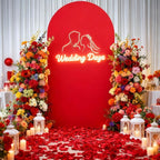 6.6FT Red Arch Cover - Polyester Fitted Wedding Arch Stand Covers Round Top Chiara Arch Backdrop Cover for Birthday Party Banquet Photo Background Decoration