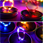 Upgraded Solar Mason Jar Lights, 8 Pack 10 LED Waterproof Fairy Firefly Jar Lids String Lights with Hangers(Jars not Included), Patio Yard Garden Wedding Easter Decoration - 8 Colors