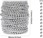 [98 Feet] Silver Pearl Beads Garland, 6MM 33 Yards Silver Faux Pearl Beads String Roll Bulk for DIY Craft Christmas Tree Wedding Party Decoration