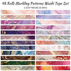 48 Rolls Washi Tape Set - Decorative Masking Tape Colored Marbling Patterns, Adhesive Artists Tapes for Journaling Supplies, DIY Crafts, Scrapbooking, Junk Journal Supplies, School Supplies