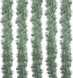 Kisflower 5 Pack 6.56FT Green Eucalyptus Garland for Decoration Table with Willow Leaves Greenery Garland Fake Hanging Plants Vines for Wedding Arch Decor Party Room Home Garden Office Wall Decor