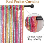 ShinyBeauty 7FTx7FT Glitter Rainbow Backdrop - Sequin Photo Studio Background for TikTok Videos Birthday Parties - Sparkling Shimmer Curtain