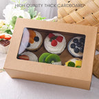 HANSGO 6 PCS Cupcake Boxes, 9.5x6.3x3.5 Inch Cupcake Containers Brown Pastry Boxes with Inserts 6 Holders for Muffins Pastry Strawberry, Party Supplies