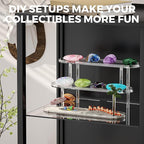 Acrylic Riser Display Shelf for 𝐚𝐦𝐢𝐢𝐛𝐨 Funko-POP Figures, Floating Shelves Display Ledge for Organizer and Decoration, Collectibles Display Stands Showcase, Glowing at night 2PCS