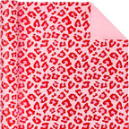 WRAPAHOLIC Reversible Leopard Wrapping Paper - Mini Roll - 17 Inch X 33 Feet - Hot Pink Girls Birthday Wrapping Paper for Birthday, Holiday, Baby Shower
