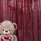 JYFLZQ Burgundy Sequin Backdrop Curtains 2ft x 8ft 2 Panel Glitter Photo Booth Backdrops Sparkly Photography Background Drapes for Parties Wedding Bridal Showers