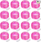 16 Pack 30 Led Fairy Lights Battery Operated String Lights 10 Feet Waterproof Twinkle Lights Mason Jar Lights Silver Wire Firefly Lights for Pink