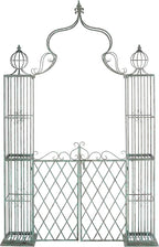 SAFAVIEH Outdoor Collection Beatrix Victorian Antique Dark Green Wrought Iron Trellis Garden Arch Arbor