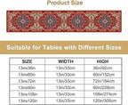 Boho Old French Table Runner, Vintage Red Beige Retro Flower Rustic Country Style Floral Print Pattern for Home Kitchen Table Decor Dining Coffee Room Garden Party Decor 13x108in