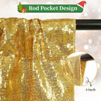 SquarePie Sequin Backdrop Curtain Not See Through Background for Wedding Party 2FT x 8FT 2P Gold