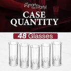 Smarty Had A Party 14 oz Plastic Highball Glasses Disposable – 48 Bloody Mary Glasses, Crystal-Cut Cocktail Cups Disposable Classy, 14 oz Plastic Cups for Parties, Weddings and Events