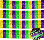 4 Pack 10 Feet Gold Green Purple Foil Fringe Garland Metallic Tinsel Streamers Banner Wall Hanging Curtain Backdrop for Parade Floats, Wedding, Graduate, Mother's Day, Birthday Party Decoration