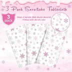 3 Pcs Christmas Snowflake Party Tablecloths Decorations,Plastic Pink Winter Onederland Rectangle Table Cover for Christmas New Year Girls 1st Birthday Baby Shower Holiday Party Decorations,54x108 inch