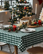 Pureegg Plastic Table Cloth Disposable 10 Pack, 54 x 108 Inch Table Cloths, Party, Picnic, Decorative Gingham Tablecloths, Rectangle, Green and White Checkered Cover, Leakproof & Sturdy, Green Plaid