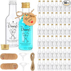 OurWarm 50 Pack Mini Liquor Bottles, 1.7oz/50ml Mini Shot Bottles with Gold Screw Caps Funnels Tags & Twines, Empty Wine Bottles for Juice Alcohol Homemade Liquor Birthday Wedding DIY Party Favors