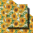 RUSPEPA Sunflower Wrapping Paper Roll for Women Girls, Mini Roll, Bright Yellow Sunflower Floral Design with Green Leaves, Cheerful Gift Wrap for Birthday, Wedding, Mother's Day, 17 Inches x 16.4 Feet