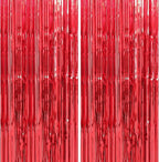 Crosize 4 Pack 3.3 x 9.9 ft Red Foil Fringe Curtains Party Decorations, Red Tinsel Curtain Backdrop for Parties, Door Streamers, Glitter Streamer Fringe Backdrop for Birthday Decoration