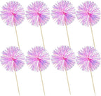 Ephlyn 30Pcs Foil Firework Cupcake Toppers Party Birthday Cake Toppers Supplies Sparkle Tinsel Cocktail Fruit Toothpick for Birthday Wedding Graduation Party Rose Red
