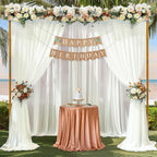 10ft x 10ft Beige Backdrop Curtains, Wrinkle-Free Sheer Chiffon Fabric Photo Backdrop Drapes for Wedding Arch Party Ceremony Stage Photography Decorations