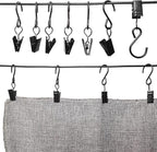 Stainless Steel S Hooks Curtain Clips, 50 Pack Hanging Party Lights Clips Hangers Gutter Photo, Art Craft Display, 2.4 Inch Long, Black