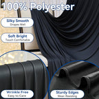 20×14ft Wrinkle Free Black Backdrop Curtain for Parties Wedding, 4 Panels 5×14ft Height Soft Silky Polyester Photo Backdrop Drapes for Birthday Graduation Photography Stage Event Background Cloth
