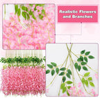Wisteria Hanging Flowers,Fake Hanging Flowers,Wisteria artificiales Garland for Home Wedding Arch Floral Party Garden Ceremony Outdoor Decor,3.6 feet Long(75,Pink)
