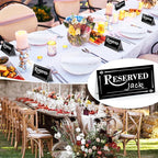 300 Pcs Paper Table Reserved Sign with Name Line Reserved Seating Signs Bulk Double Sided Signs for Reserving Seats Restaurant Wedding Reception Church Board Business Meeting (Black White)