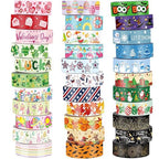 TaoBary 33 Rolls Holiday Plaid Washi Tape, 15 mm Seasonal Washi Tape Set Bohemian Colorful Vintage Cute for Card Wrapping Craft(Festive Style)