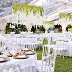 24 Pack White Wisteria Hanging Flowers, 3.4 Ft Fake Hanging Flowers, Artificial Wisteria Garland Vines for Wedding Room Backdrop Outdoor Patio Garden Decoration