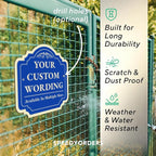 Custom Decorative Outdoor Metal Signs - Aluminum, Personalized Driveway Signs, Waterproof Made in USA, Blue Steel 18x18 Inch