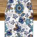 Oriental Paisley Table Runner, Luxury Vintage Blue Teal Floral Butterflies Print Table Runner for Home Dining Kitchen Coffee Table Party Decor, 13x70inch