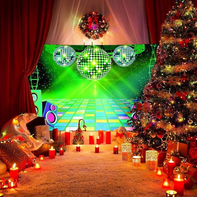 Dance Party Backdrop Retro 80s 90s Theme Stage Dance Ball Music Birthday Party Decoration DJ Photography Background 5 x 3 ft for Baby Shower Picture Photo Shoot Polyester Fabric,Purple