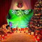 Dance Party Backdrop Retro 80s 90s Theme Stage Dance Ball Music Birthday Party Decoration DJ Photography Background 5 x 3 ft for Baby Shower Picture Photo Shoot Polyester Fabric, Green