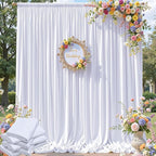 30×12 ft White Wrinkle Free Backdrop Curtain, Soft Silky Easy to Drape Wedding Drapes for Backdrop, 6 Panels 12ft Long Backdrop Curtains for Parties Birthday Baby Shower Photo Photography Backgrounds