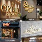 Custom Led Business Backlit Signage, Customizable 3d Laser Cut Metal Business Logo Sign For Wall, Personalized Illuminated Backlit Reverse Channel Sign For Company Office Salon Storefront Studio Cafe