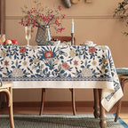 patdrea Designer Blue Tablecloth for Square Table,Vintage Linen with Leaves and Floral Pattern Tablecloths,Farmhouse Floral Decor Cover for Kitchen Dining Christmas,Thanksgiving,67"x67"-Ivar a