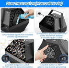 Theefun Bubble Machine: Remote Control 750ML Metal Bubble Blower Wireless USB Plug-in or 4 Batteries Operated High Bubble Output Automatic Bubble Maker for Party Wedding Birthday Indoor Outdoor Use