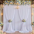 50×12ft Wrinkle Free White Backdrop Curtain, Soft Silky Draping Wedding Drapes for Backdrop 10 Panels 12 ft Long Backdrop Curtains for Birthday Baby Shower Photo Photography Background Cloth