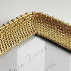Cuspin Vintage Gold 5x7 Picture Frame, Gold Metal Rattan Textured Hand-Crafted Photo Frame with Glass Front Antique Picture Frame for Tabletop Display & Wall Display, Retro Design Home Decor