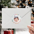 callie Personalized Christmas Stickers with Photo Name, Custom Waterproof Glitter Xmas Labels for Crafts Cards Envelope Seal Party Decorations, 24pcs