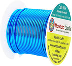 Mandala Crafts 14 Gauge Anodized Aluminum Craft Wire for Jewelry Making - 60 FT Colored Flexible Bondi Blue Wire - Bendable for Bonsai Armature Crafting Sculpting