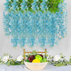 5 Pack Lake Blue Wisteria Hanging Flowers Garland, 3.77 Feet Artificial Flower Vines, Fake Wisteria, Artificial Vines Hanging Garland for Backdrop Outdoor Yard Garden Decor