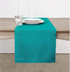 Solino Home Linen Table Runner 60 Inches - 100% Pure Linen Teal Hemstitch Table Runner 14 x 60 Inch Ideal for Dresser and Coffee Tables - Fall, Autumn, Thanksgiving, Christmas - Classic Hemstitch