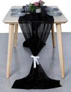 MDS Halloween Chiffon Table Runner - 25 Pack, 29 x 170 Inches, 14ft Each - Sheer Spooky Table Runners for Haunted House Parties, Trick-or-Treat Tables, Witchy Décor, Wedding & Events - Black