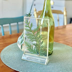 UNIQOOO Acrylic Sign Holders with Golden Border, Portrait View, Pack of 12 | 4x6 Inches Double Sided Clear Frame, Perfect for Wedding Reception, Centerpiece, Decoration, Party,Anniversary, Event