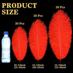 Maitys 90 Pcs Large Natural Ostrich Feathers Bulk 14-16 Inch (35-40cm) 12-14 Inch (30-35cm) 10-12 Inch (25-30cm) Ostrich Feathers Plumes for Centerpieces Wedding(Red)