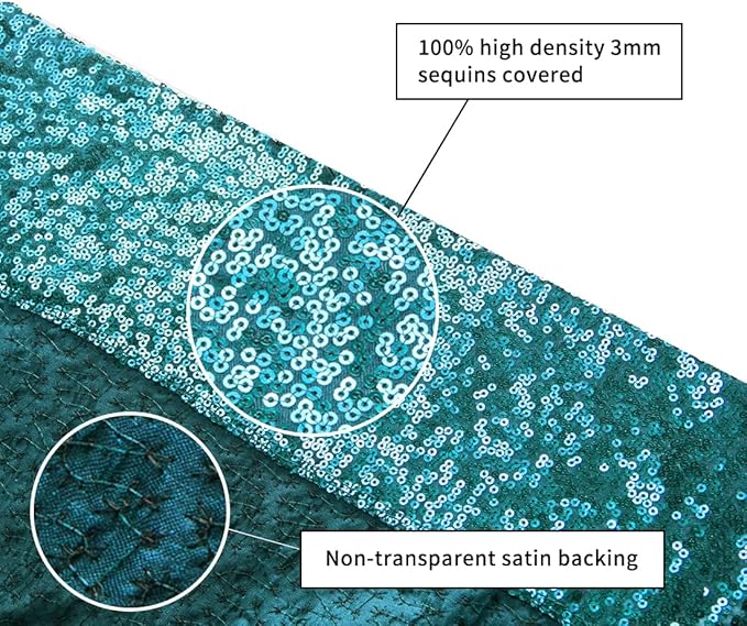 Poise3EHome 6Ft x 8Ft Teal Sequin Backdrop Curtain, Glitter Thick Satin Background Drapes, Opaque Sparkly Curtain, Sequin Backdrop for Xmas Thanksgiving Wedding Party Decor